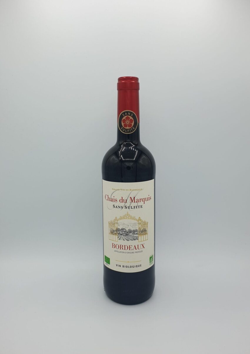 Vin rouge AOP Bordeaux chais du marquis, sans sulfite
